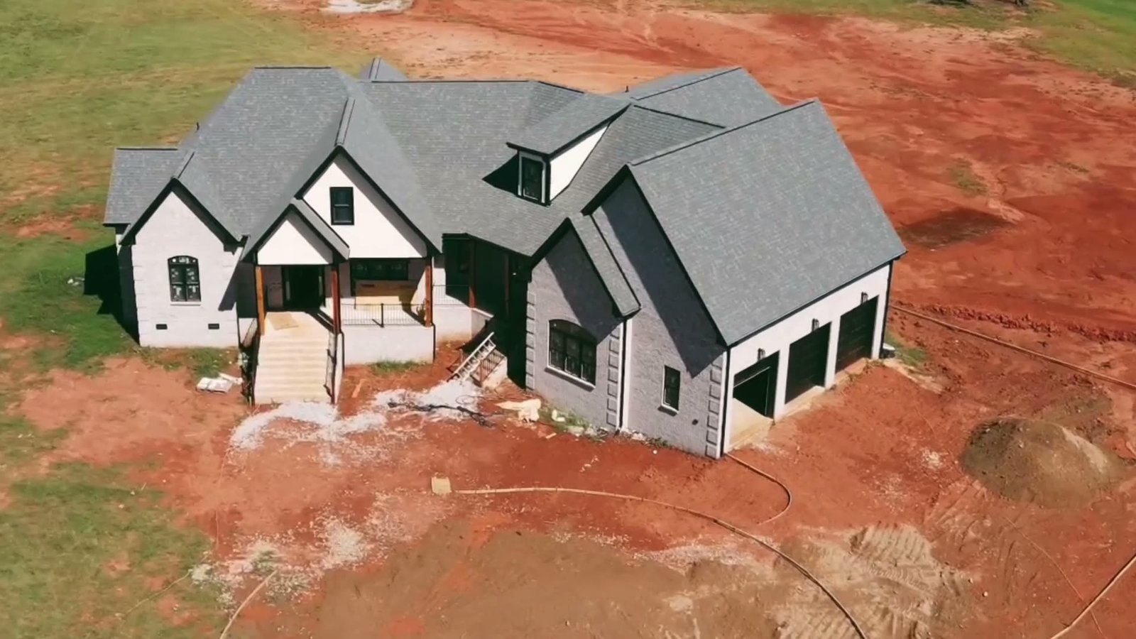 Drone view of a completed DreamKraft custom home