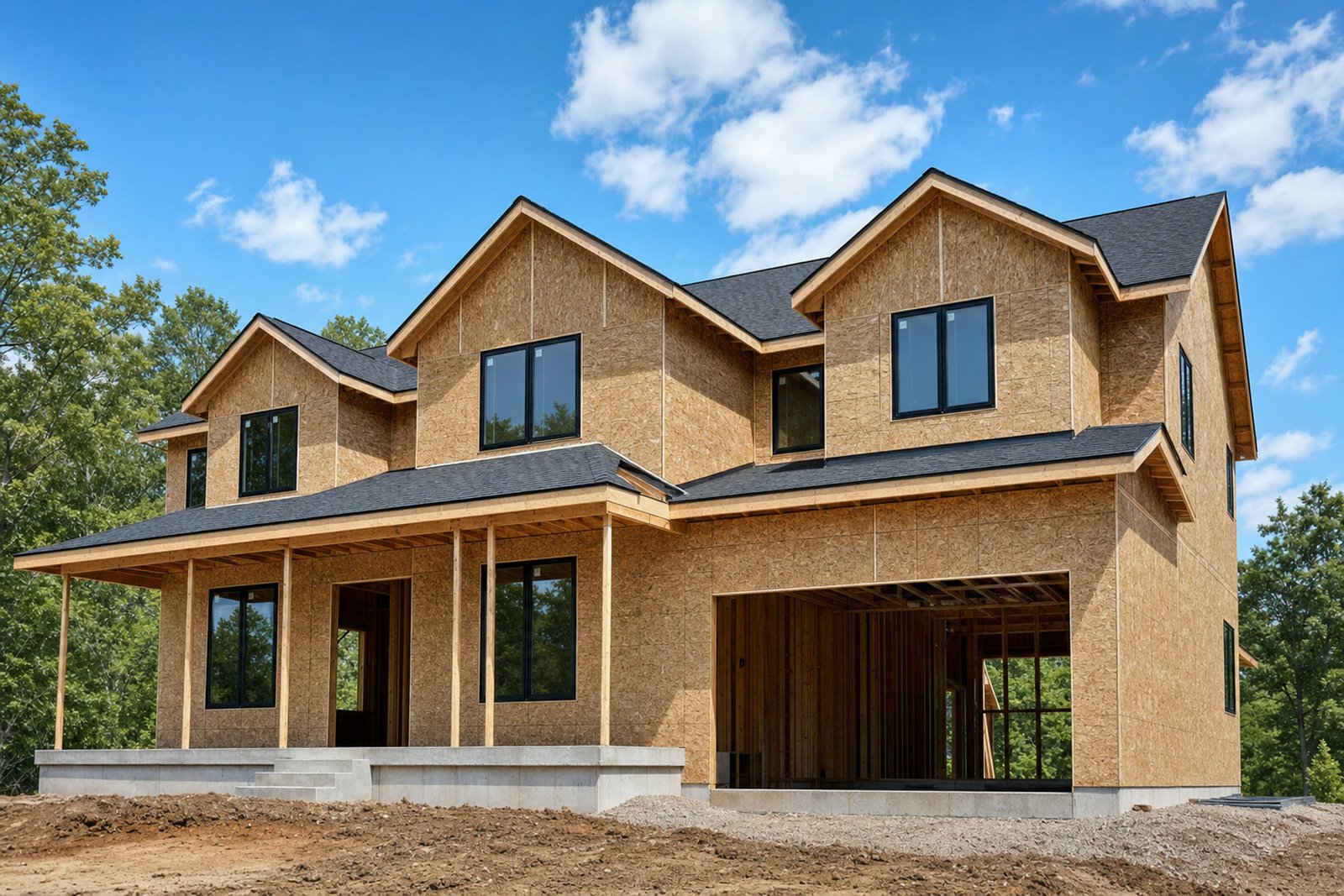 Custom home under construction